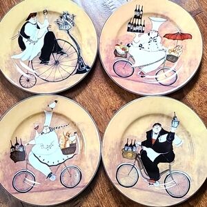 Sakura Table Chefs to Go Set of 4  Dessert Plates with Different Chefs